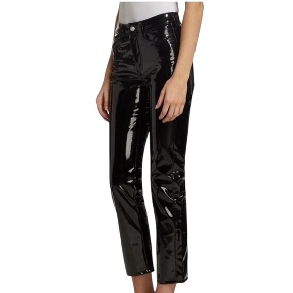 SIMON MILLER Patent Faux Leather Pants 26 Black Goth Dark Romantic Wet Look - Picture 4 of 15